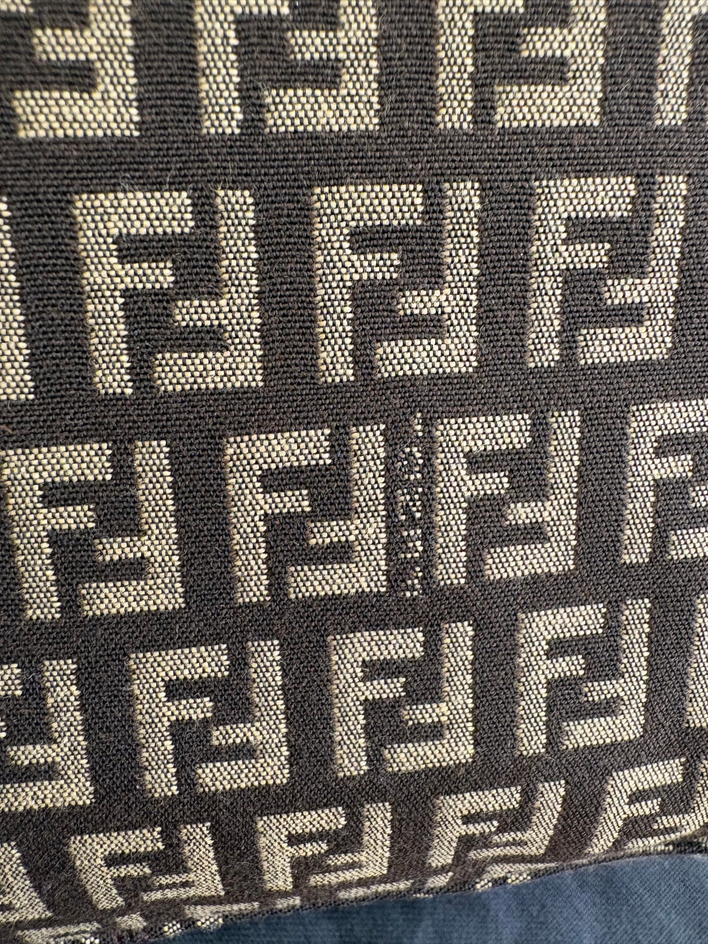 Fendi Zucchino Canvas Pochette vintage manico in pelle