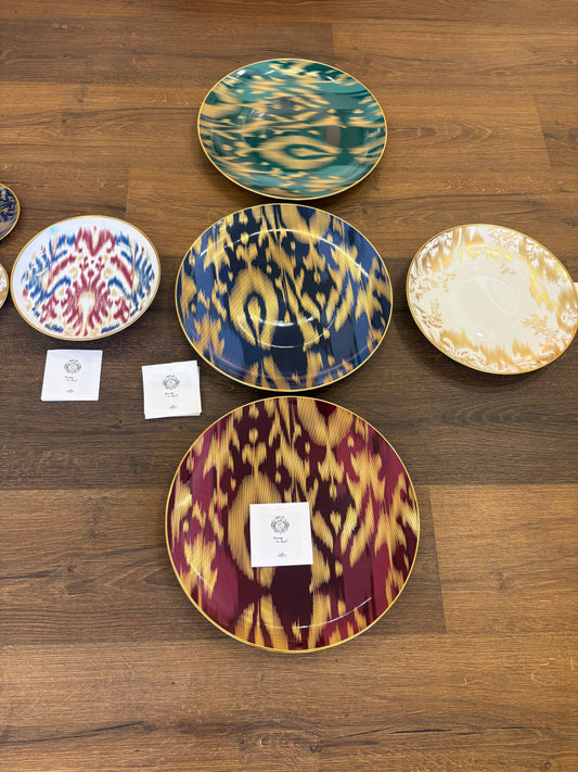 Hermès Vojage En Ikat set piatti porcellana e oro (24 pezzi) nuovo