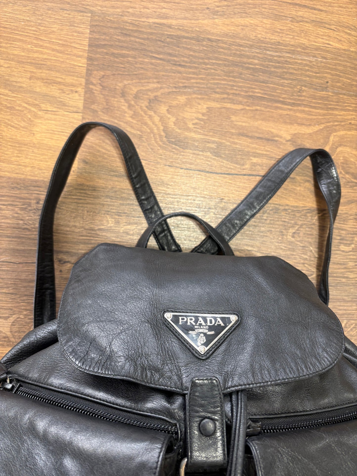 Prada zaino in pelle nero