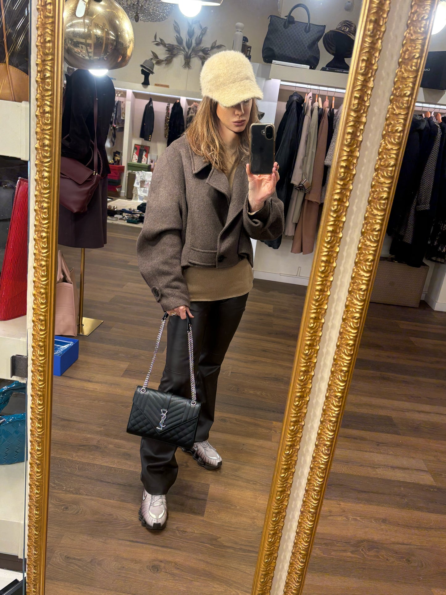 Ysl Envelope media nera metallo  silver