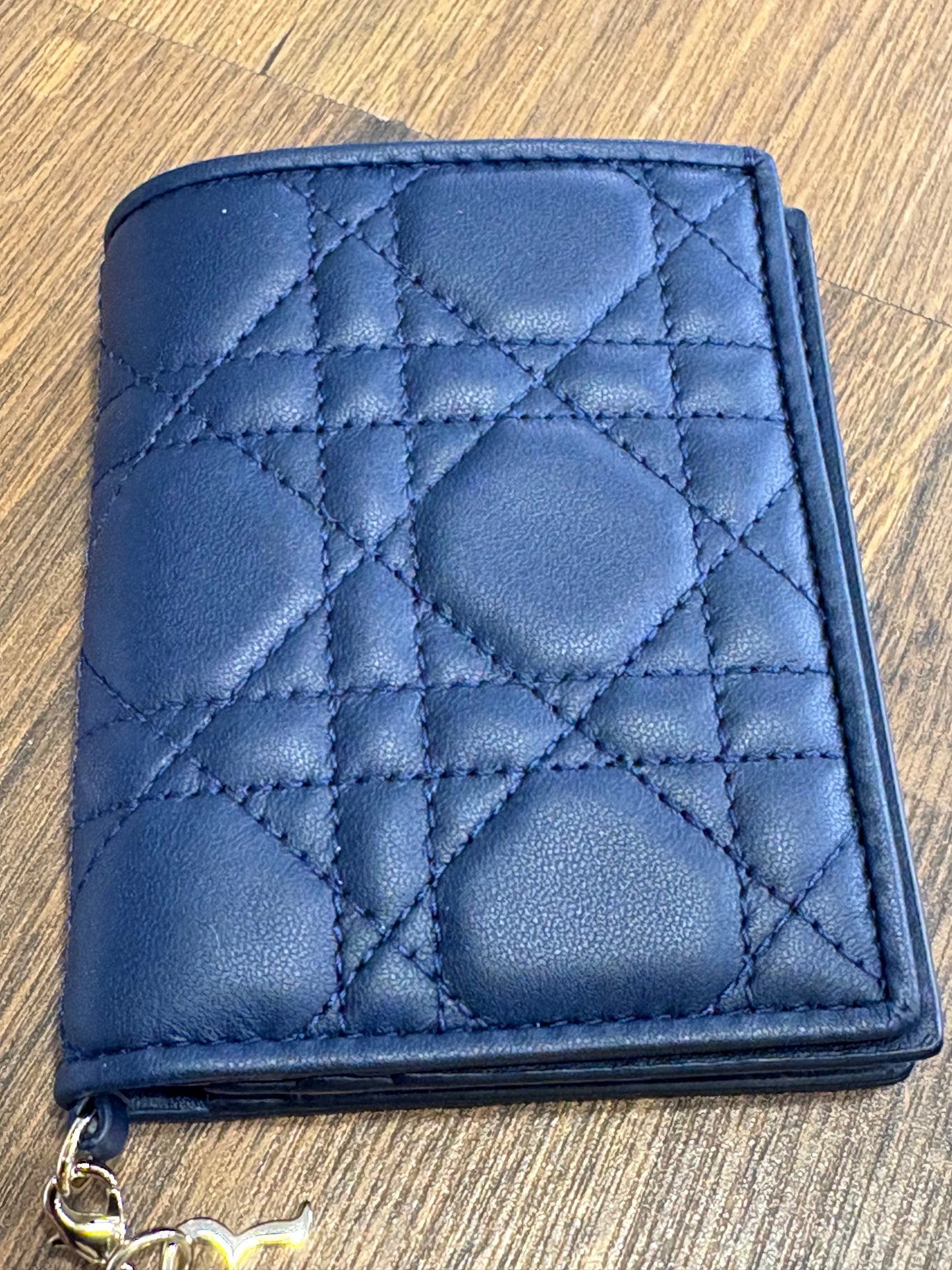 Dior portafoglio mini Gardenia  Lady in pelle di agnello cannage azzurro nuovo