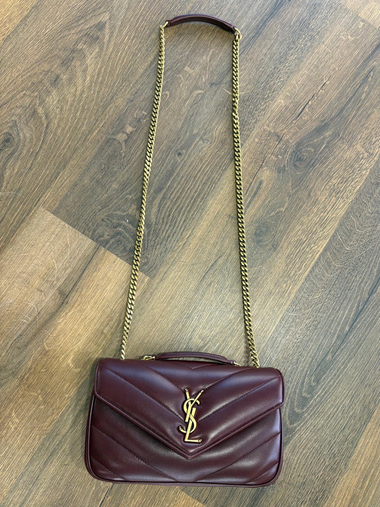 Ysl Loulou small in pelle trapuntata rouge cabernet . Nuova