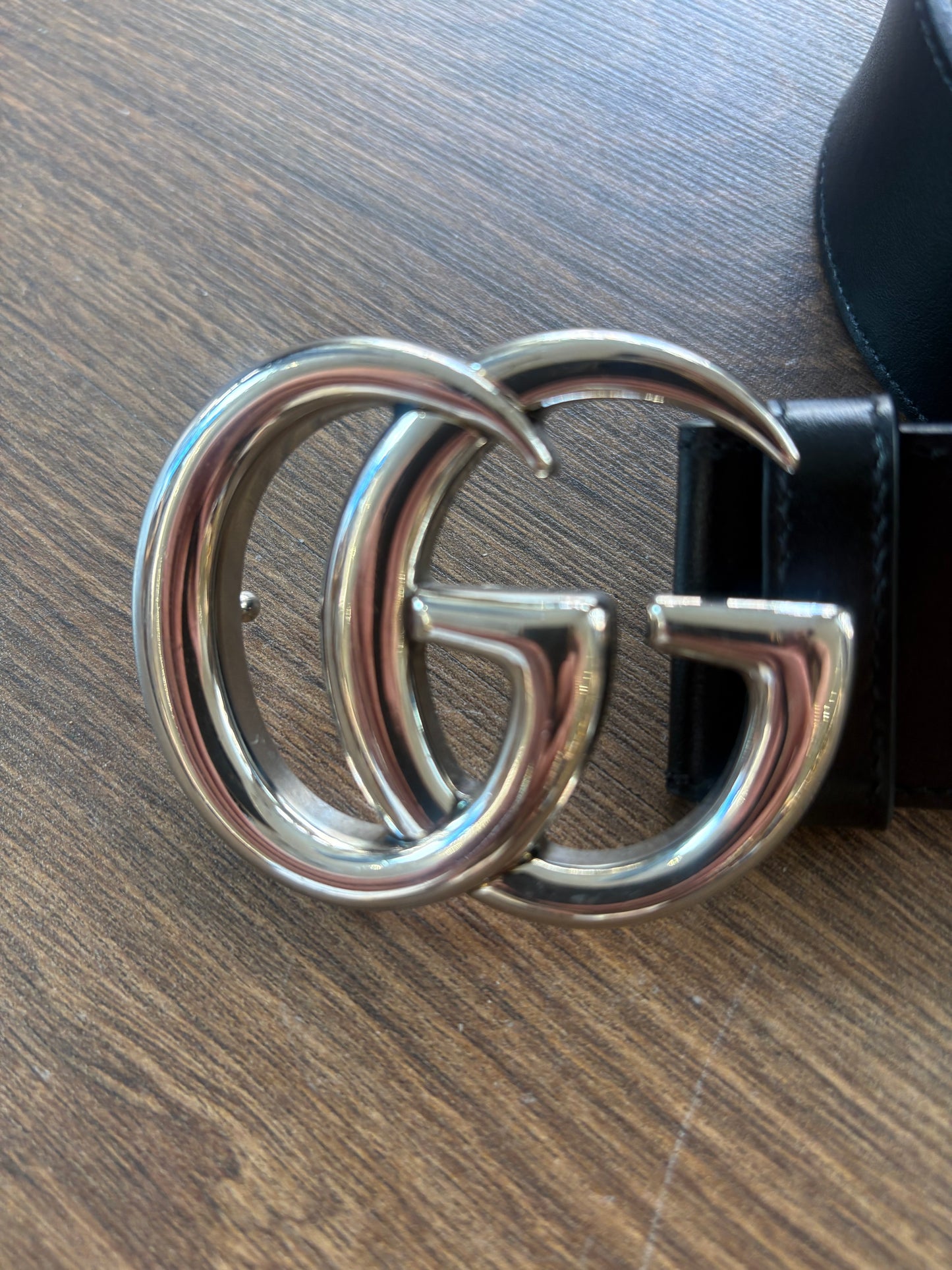 Gucci  Marmont cintura in pelle metallo silver 4cm