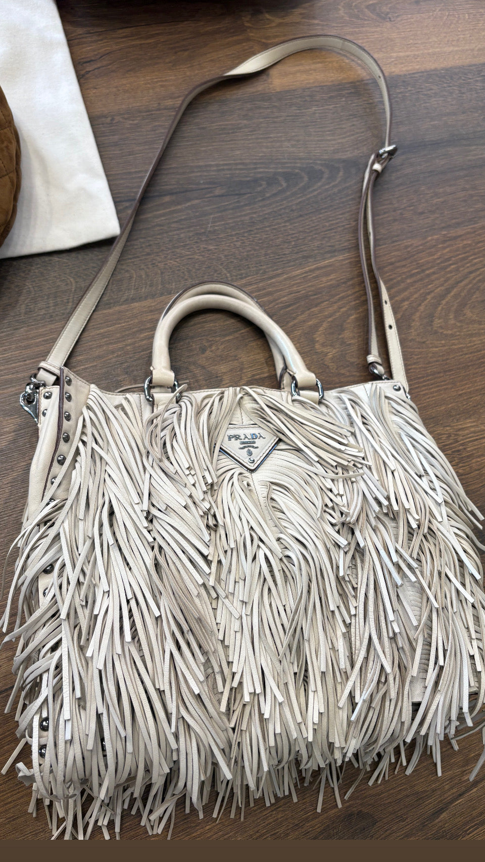 Borsa Prada Cera Nappa Leather Fringe