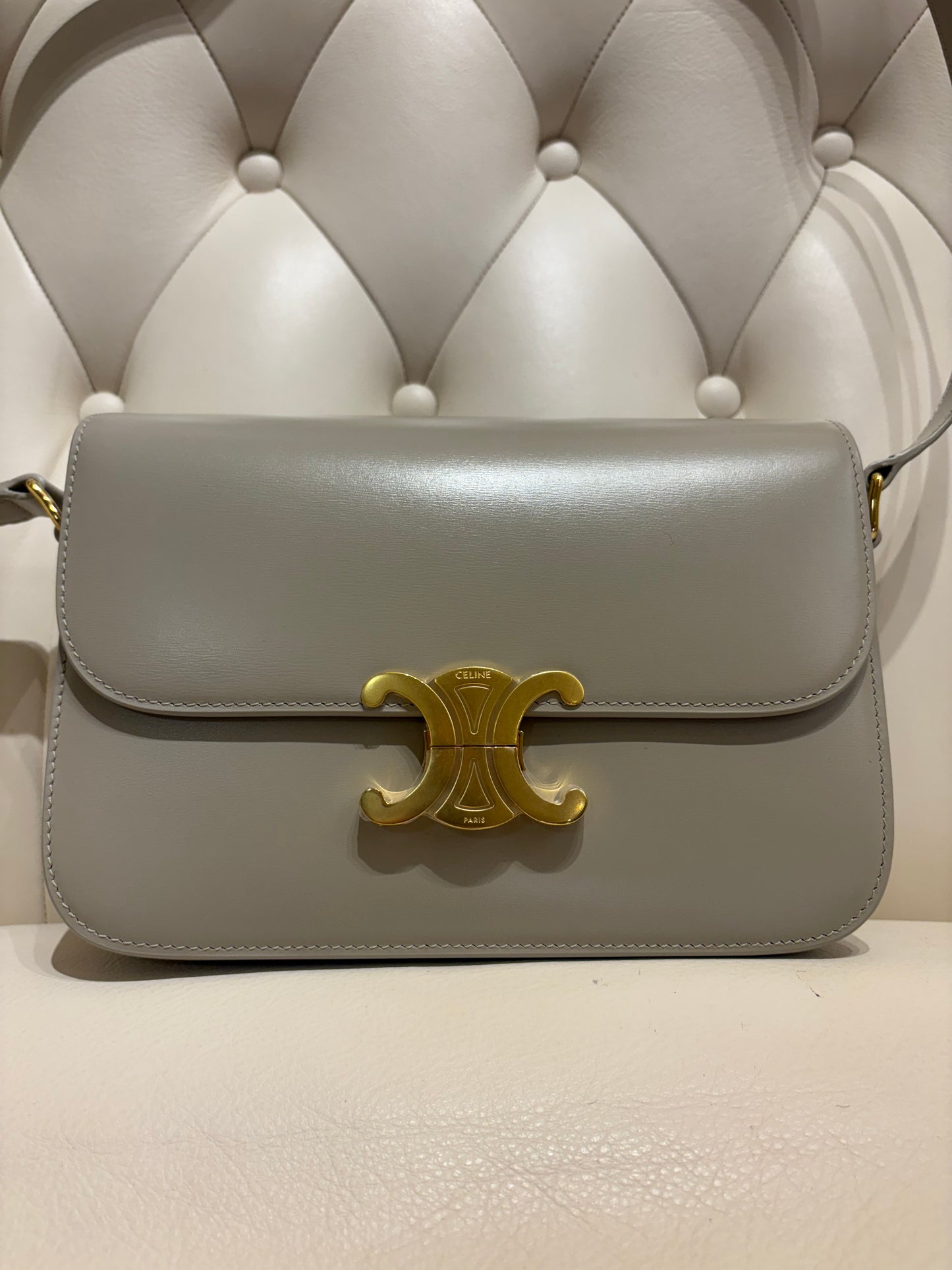 Celine borsa Triomphe classique in pelle di vitello lucida