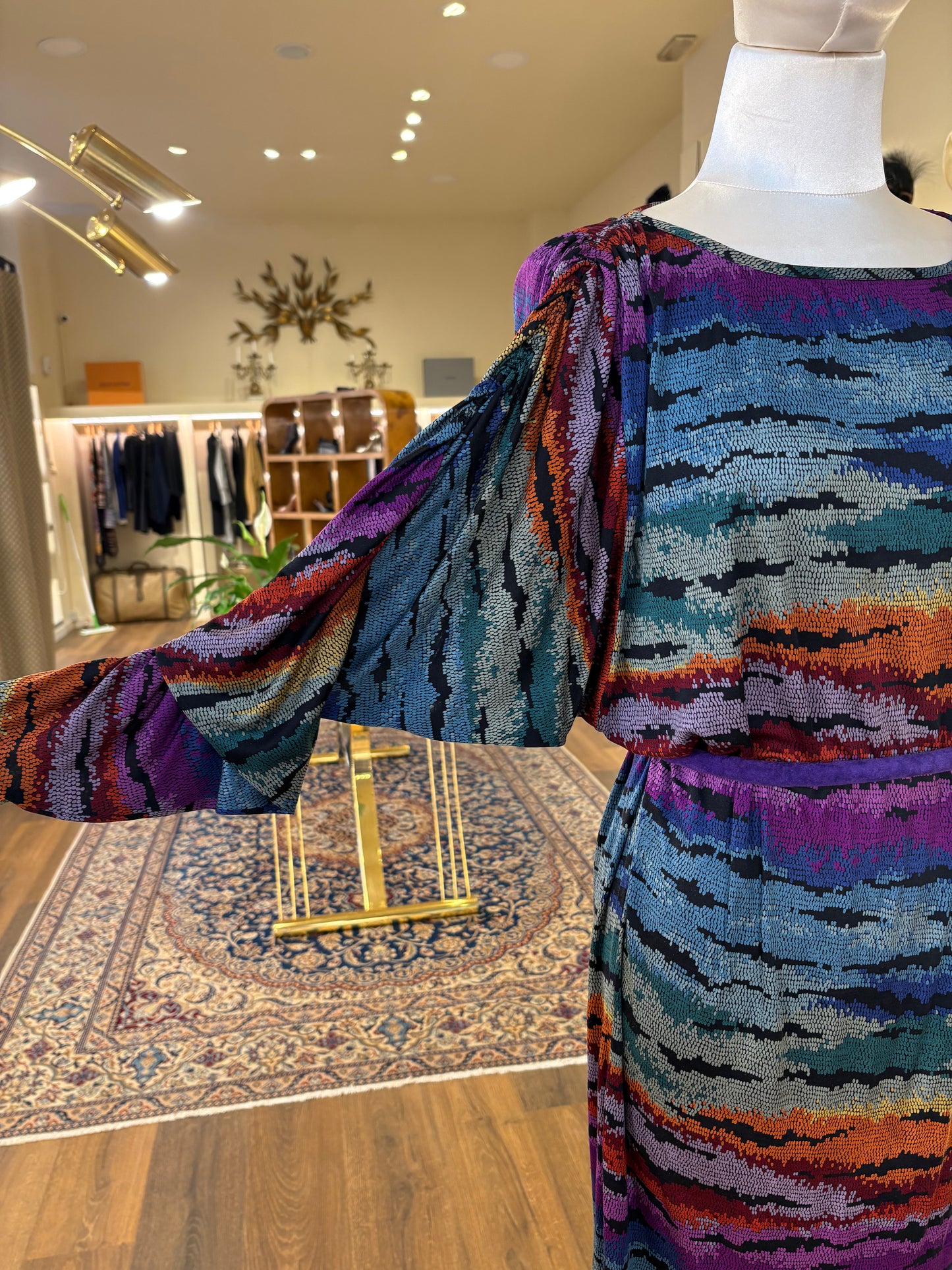 Missoni abito vintage in maglina di seta con cintura in pelle