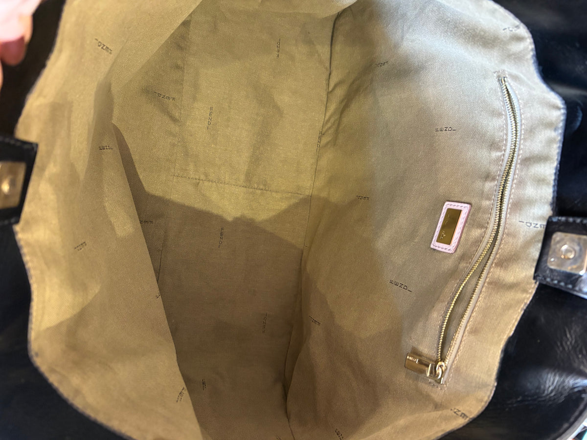 Fendi Twins Tote Large in Pelle Nera Rigenerata con Tracolla