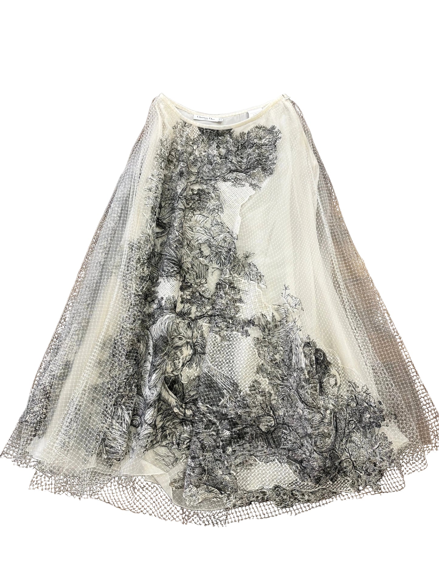 Christian Dior Gonna Midi "Toile de Jouy" in Tulle e Seta Collezione Cruise 2019