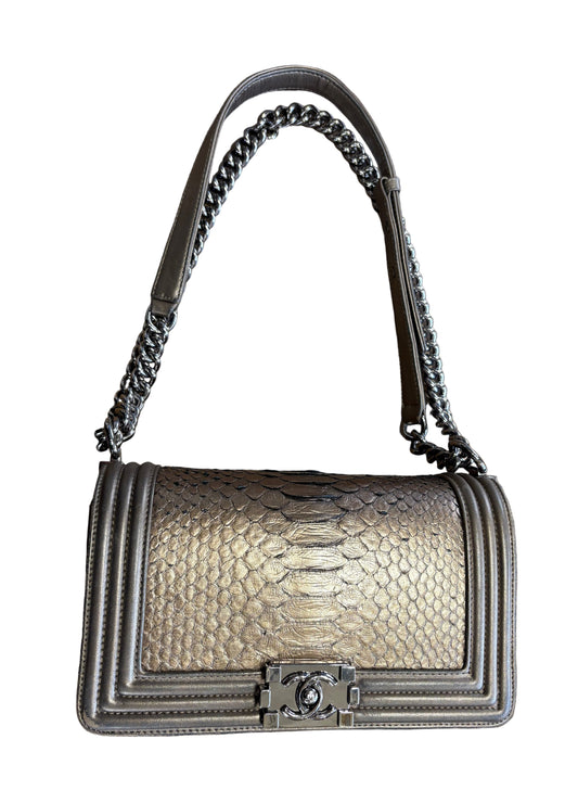 Chanel Boy in pitone bronze hw silver