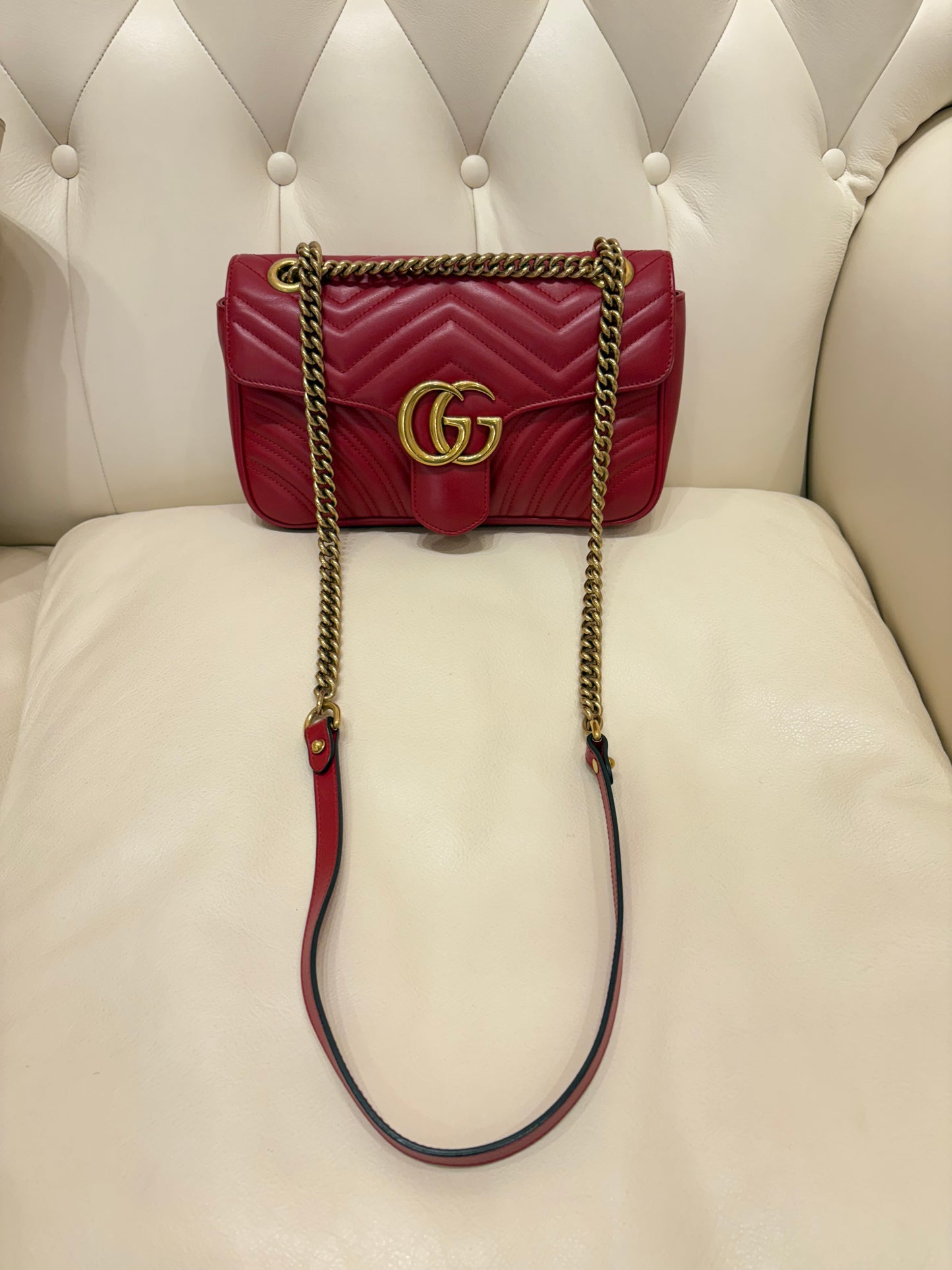 Gucci borsa a spalla GG Marmont pelle rossa
