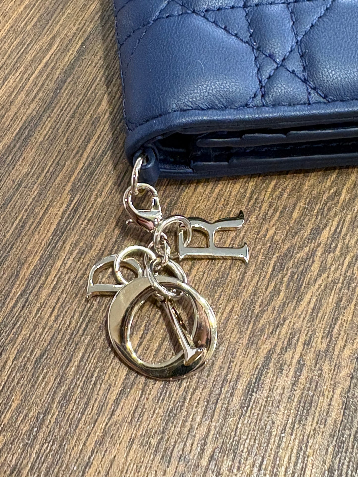 Dior portafoglio mini Gardenia  Lady in pelle di agnello cannage azzurro nuovo