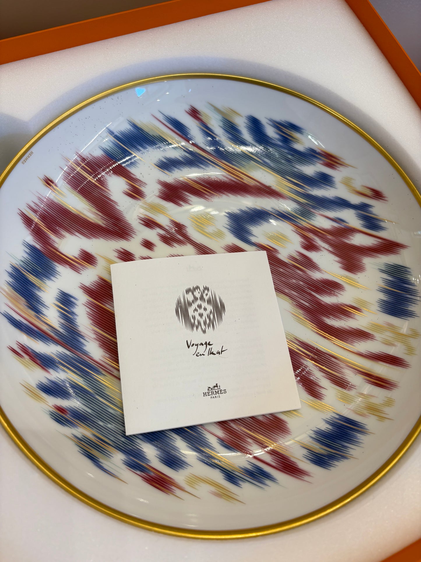 Hermès Vojage En Ikat set piatti porcellana e oro (24 pezzi) nuovo