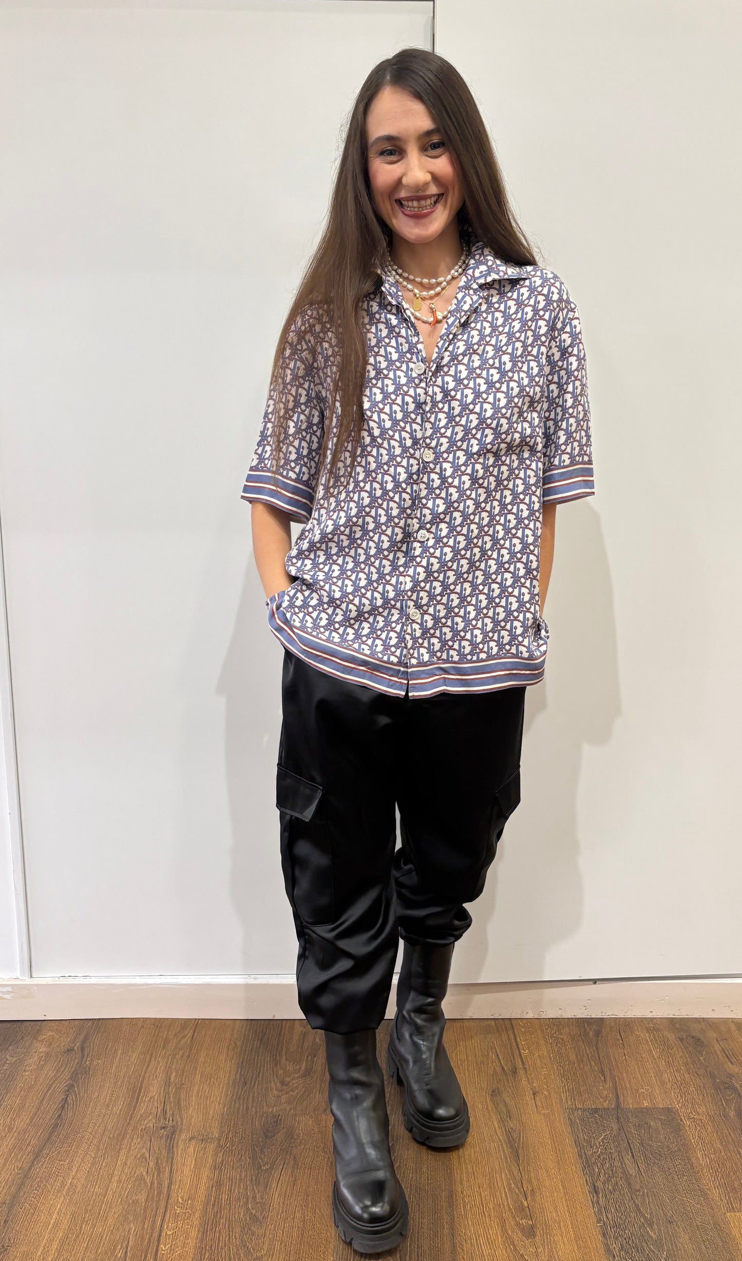 Dior camicia in seta Oblique uomo