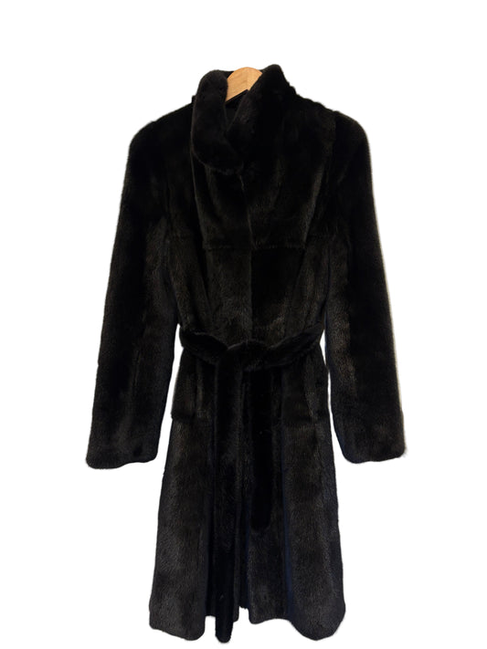 Visone nero con spacchi e cintura in vita 42