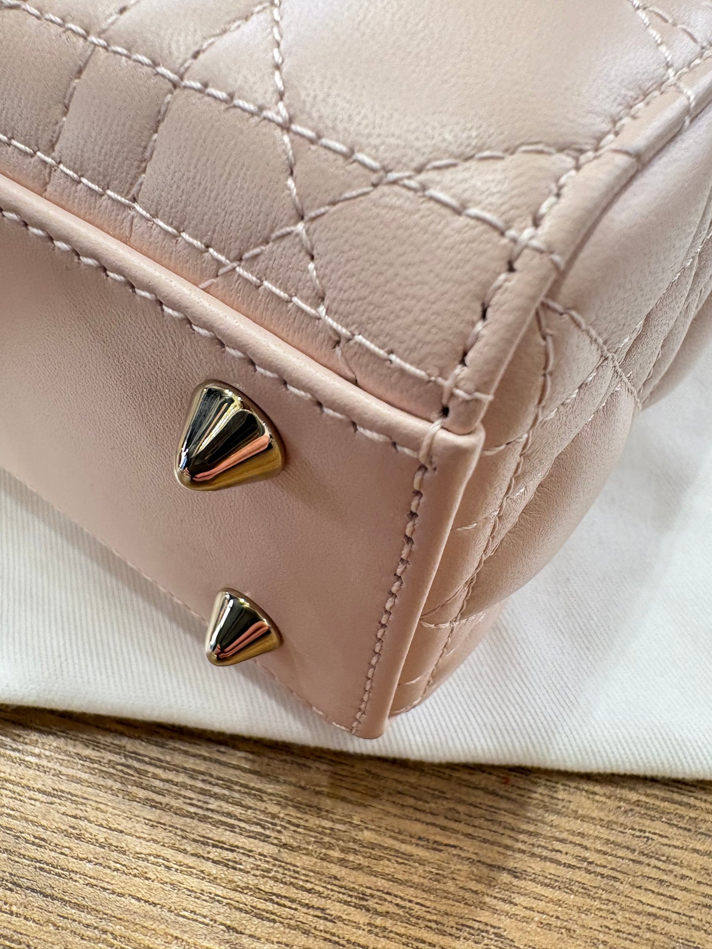 Dior Lady small in pelle cannage rosa hw gold