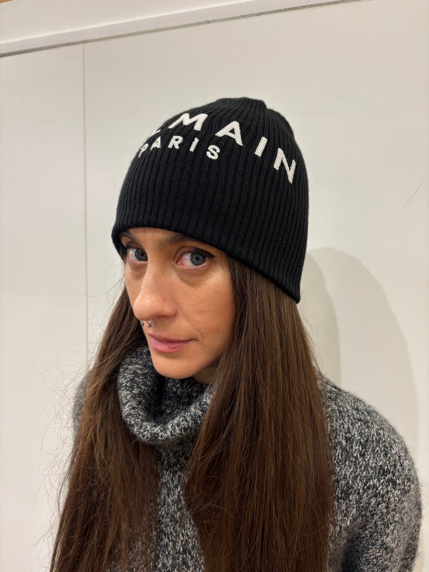 Balmain cuffia in lama logo paillettes nuovo