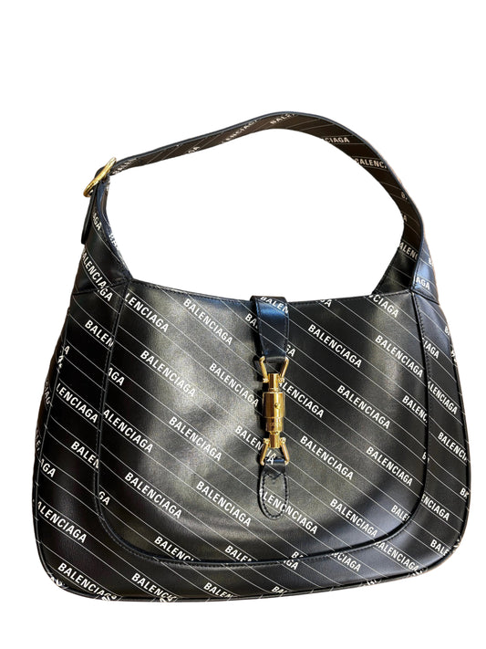 Borsa hobo media Gucci x Balenciaga "The Hacker Project" Jackie 1961 in pelle nera
