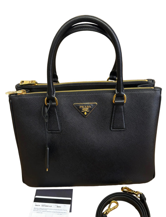 Borsa Prada Galleria Medium in Pelle Saffiano Nera – Full Set Nuovo