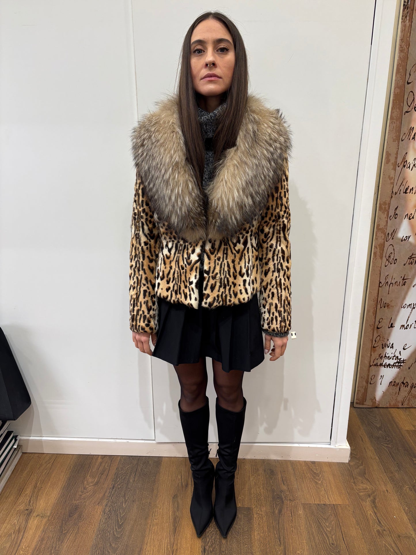 Giacca in lapin e revers in volpe .ita Xs