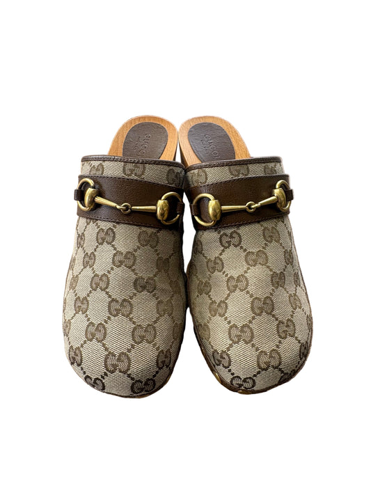 Gucci zoccolo in monogram GG in tela e finiture pelle 37 ( nuovo)