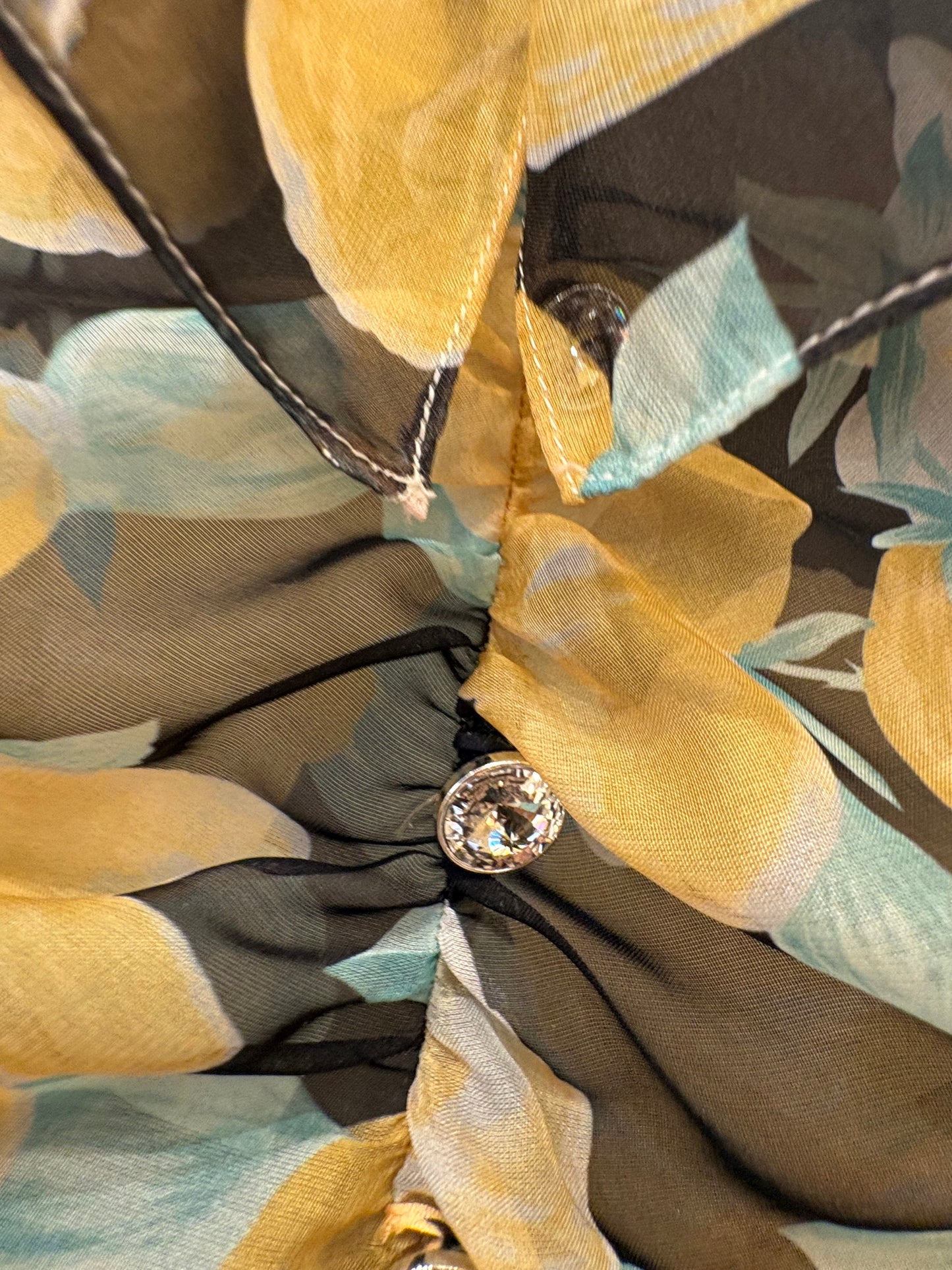 Miu Miu abito lungo georgette floreale con cristalli