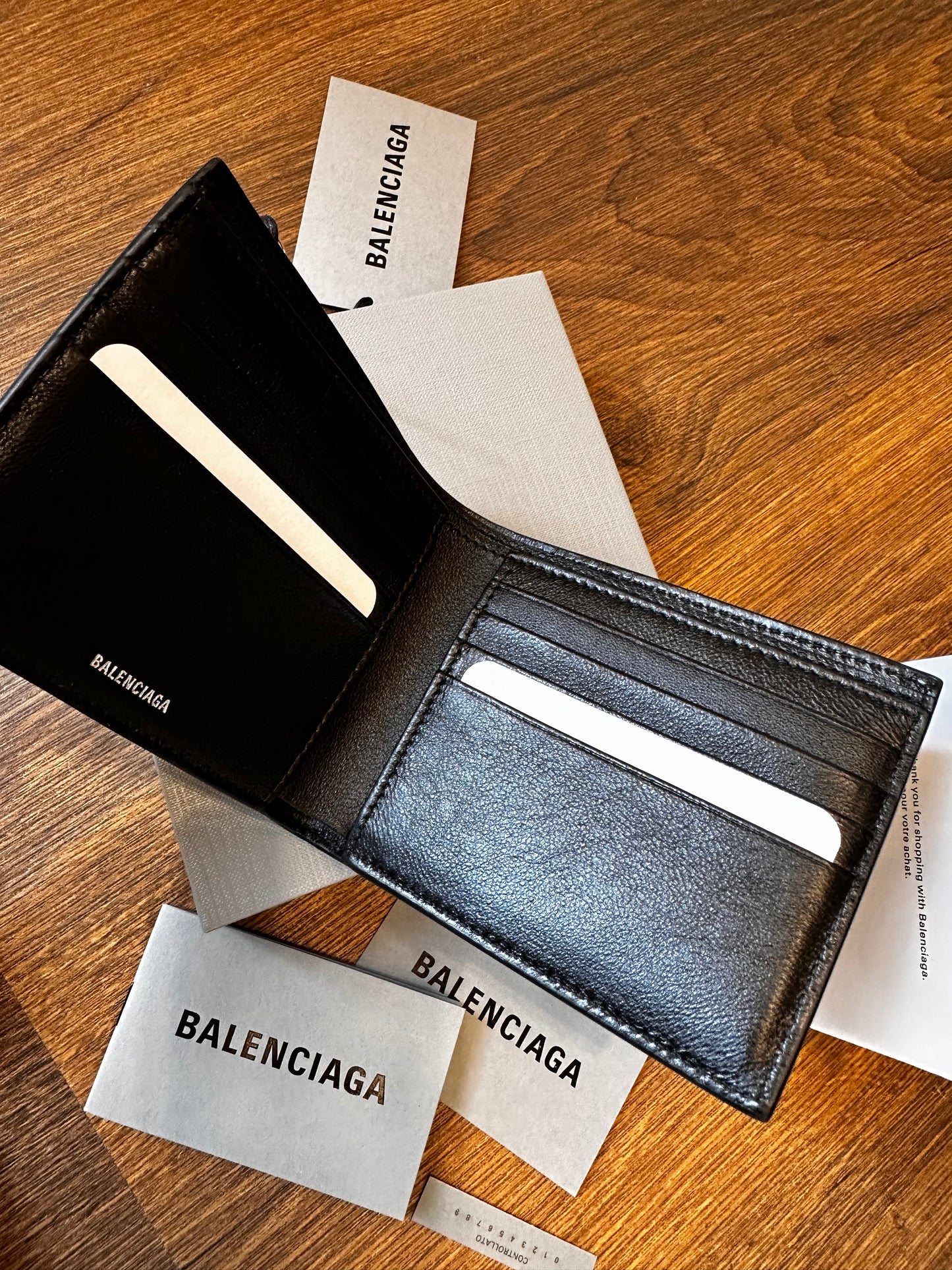 Balenciaga portafoglio Bi- Fold Superbusy pelle nuovo