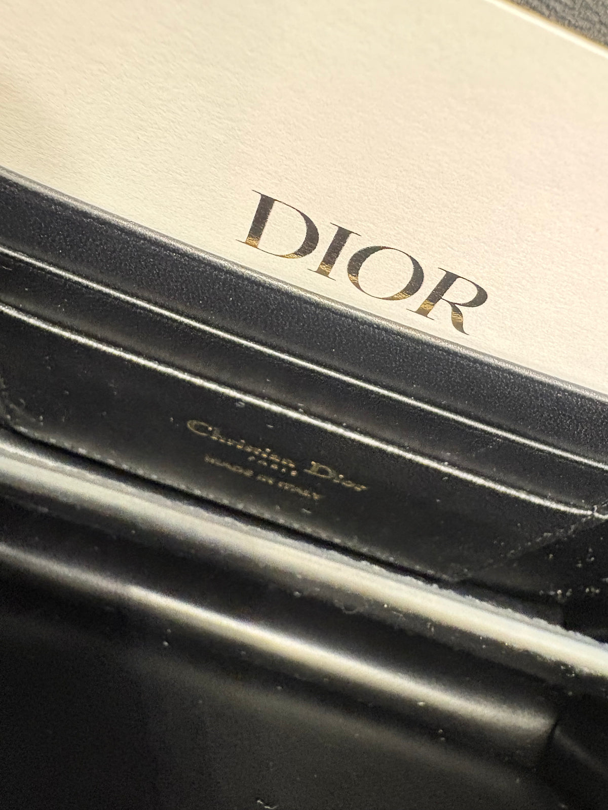Christian Dior Miss Caro Mini Capsule Dioramour in Pelle di Agnello Macrocannage Nera Nuova con Cartellino