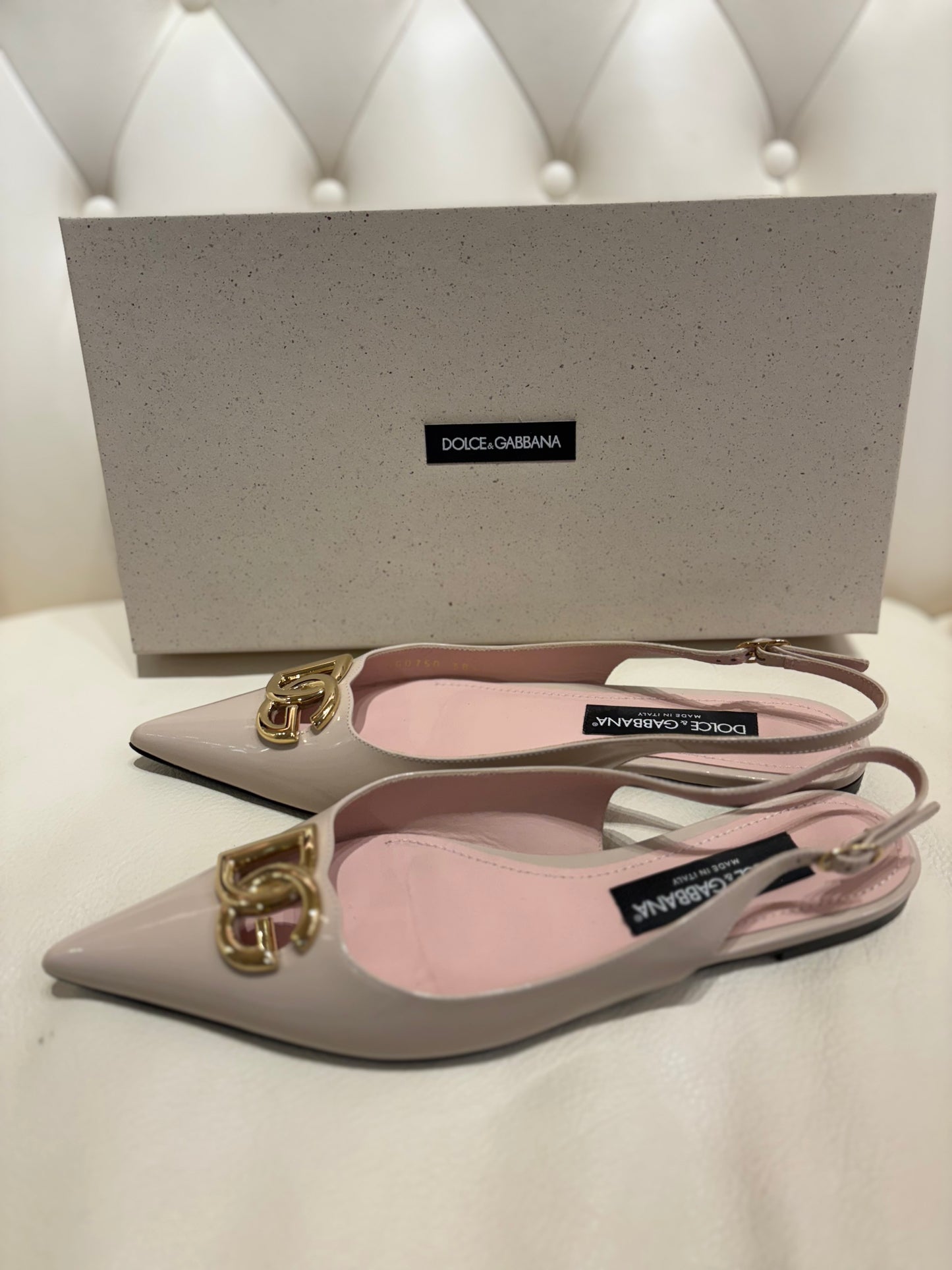 Dolce & Gabbana sling back pelle vernice rosa 38,5