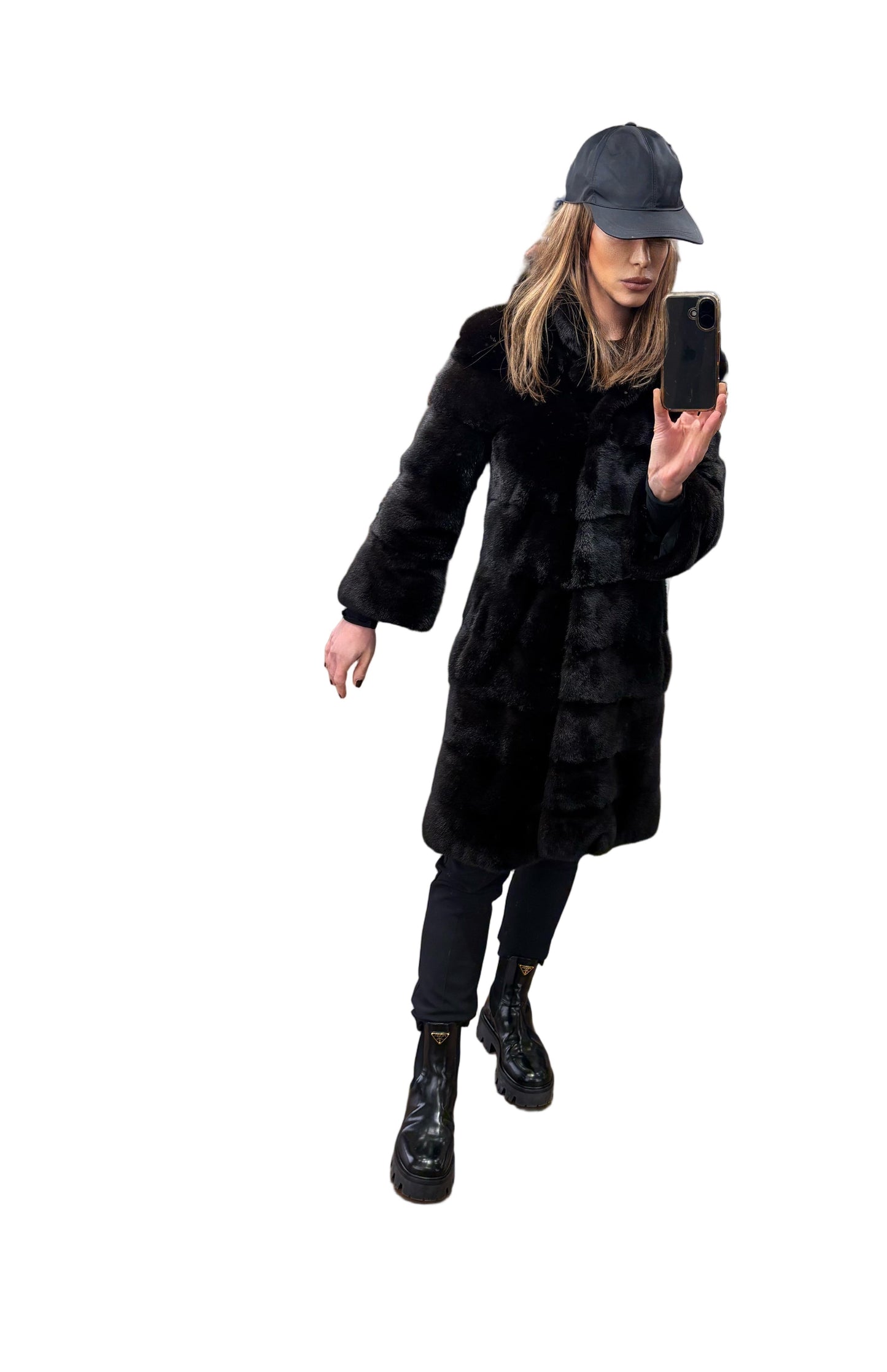 Visone nero avvitato taglio orizzontale