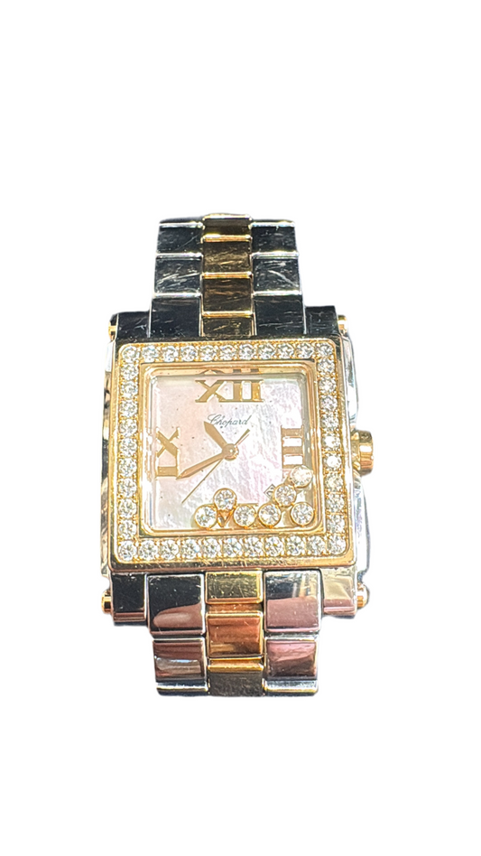 Orologio Chopard Happy Sport Con Diamanti, Acciaio E Oro Rosa 18k