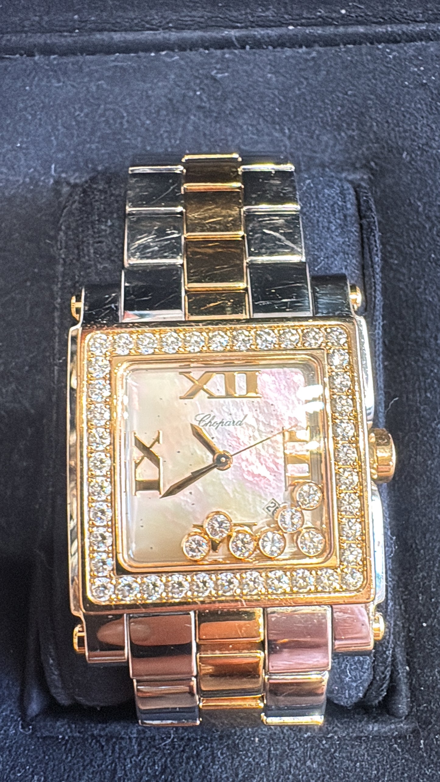 Orologio Chopard Happy Sport Con Diamanti, Acciaio E Oro Rosa 18k