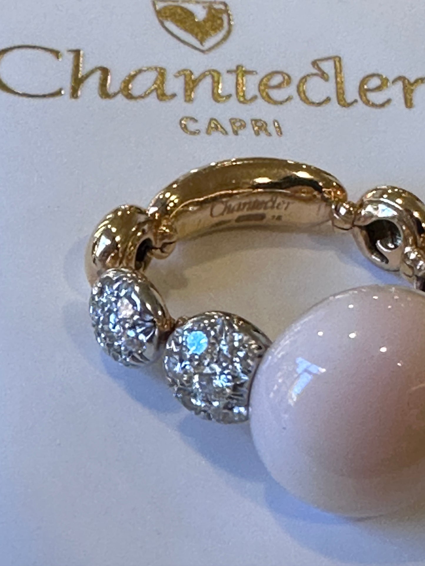 Chantećler Capri anello in oro diamanti e corallo