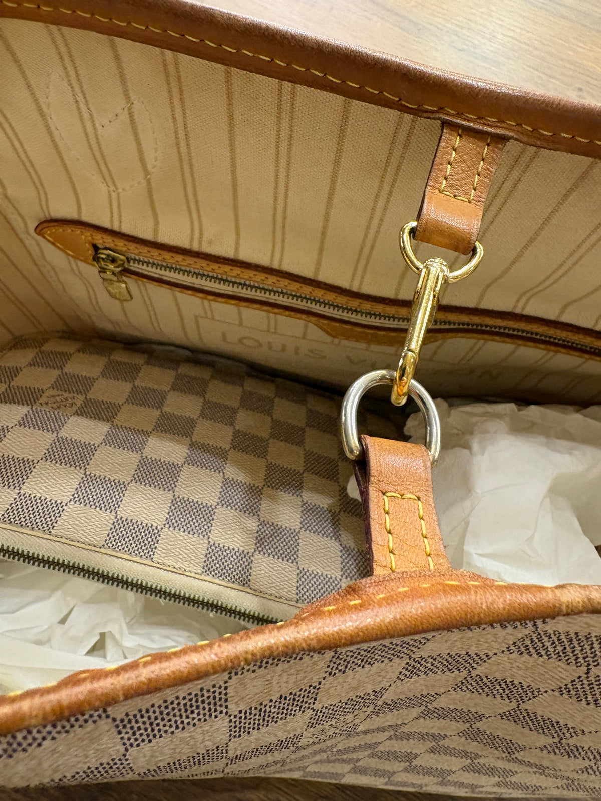 Louis Vuitton Neverfull MM in Tela Damier Azur