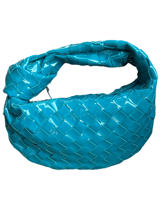 Bottega Veneta mini Jodie pelle lucida blue washed