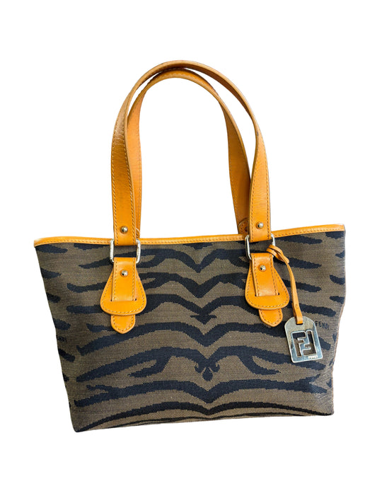 Fendi piccola borsa a mano tela e pelle