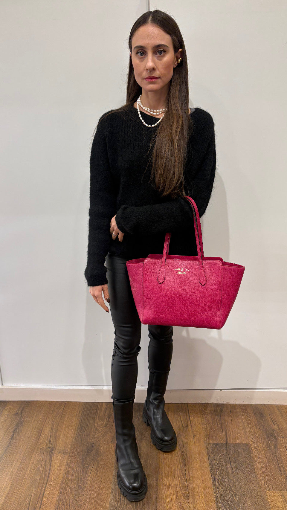 Gucci Swing  Tote bag in pelle fucsia