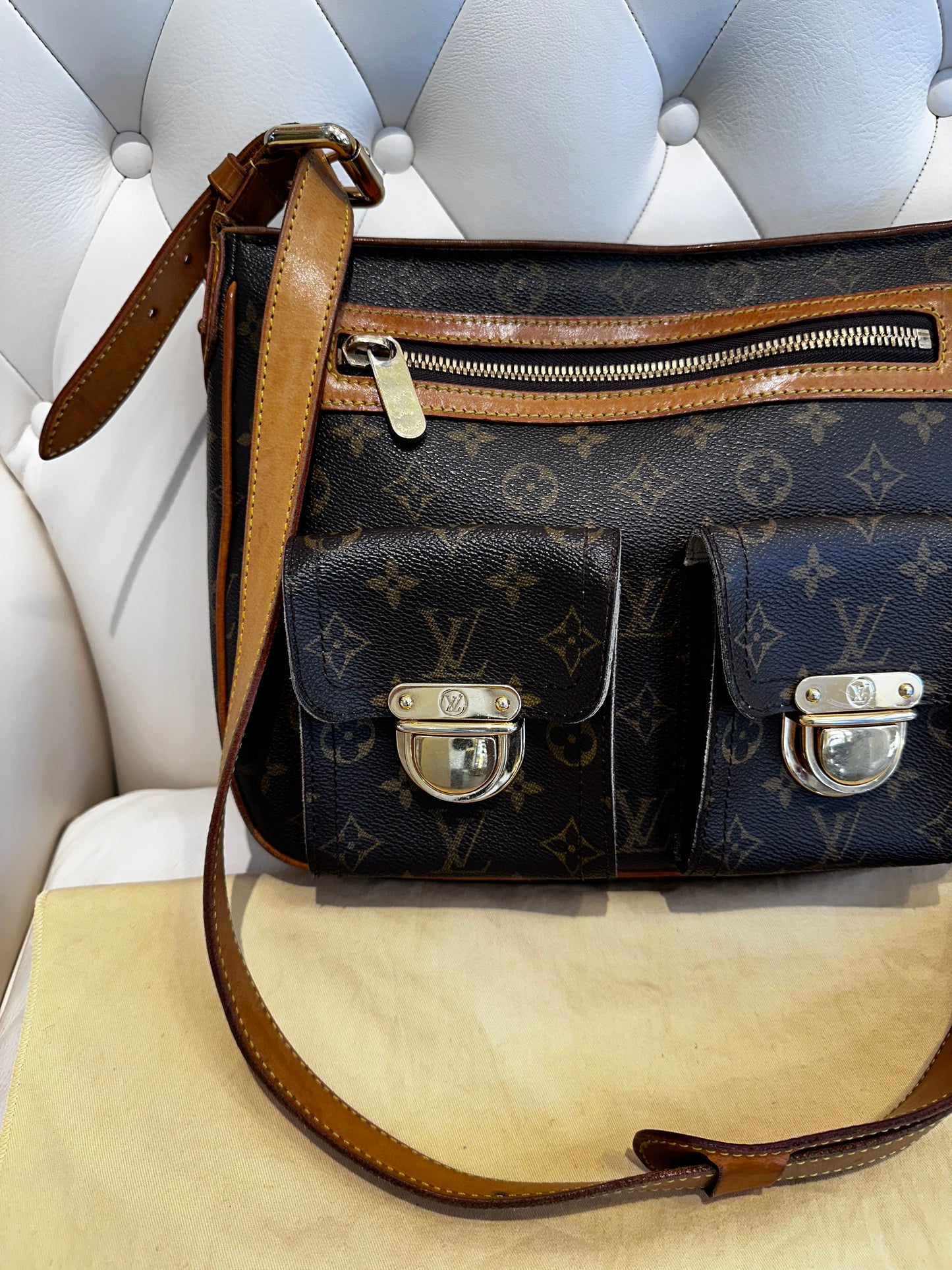 Louis Vuitton Hudson borsa a tracolla in tela monogram e pelle