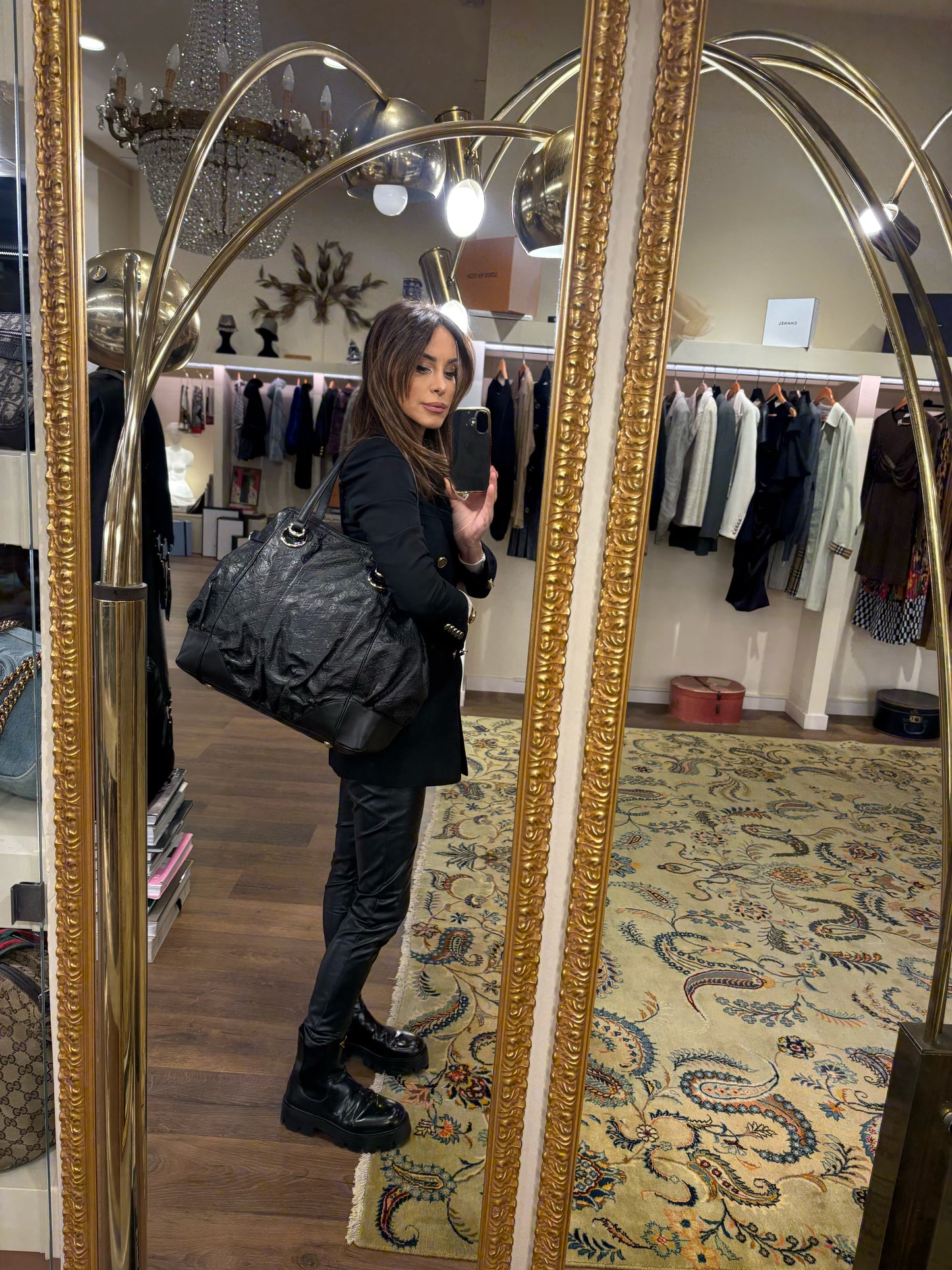 Gucci Full Moon borsa  a spalla in pelle Guccissima