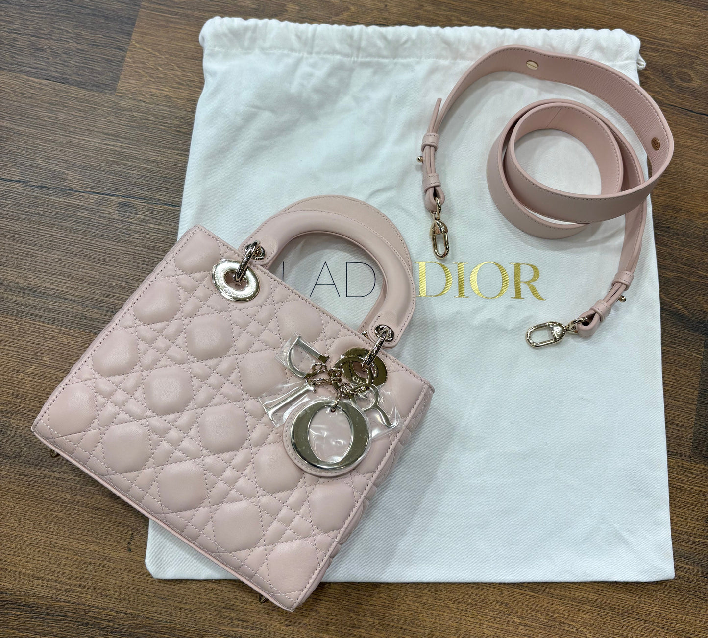 Dior Lady small in pelle cannage rosa hw gold