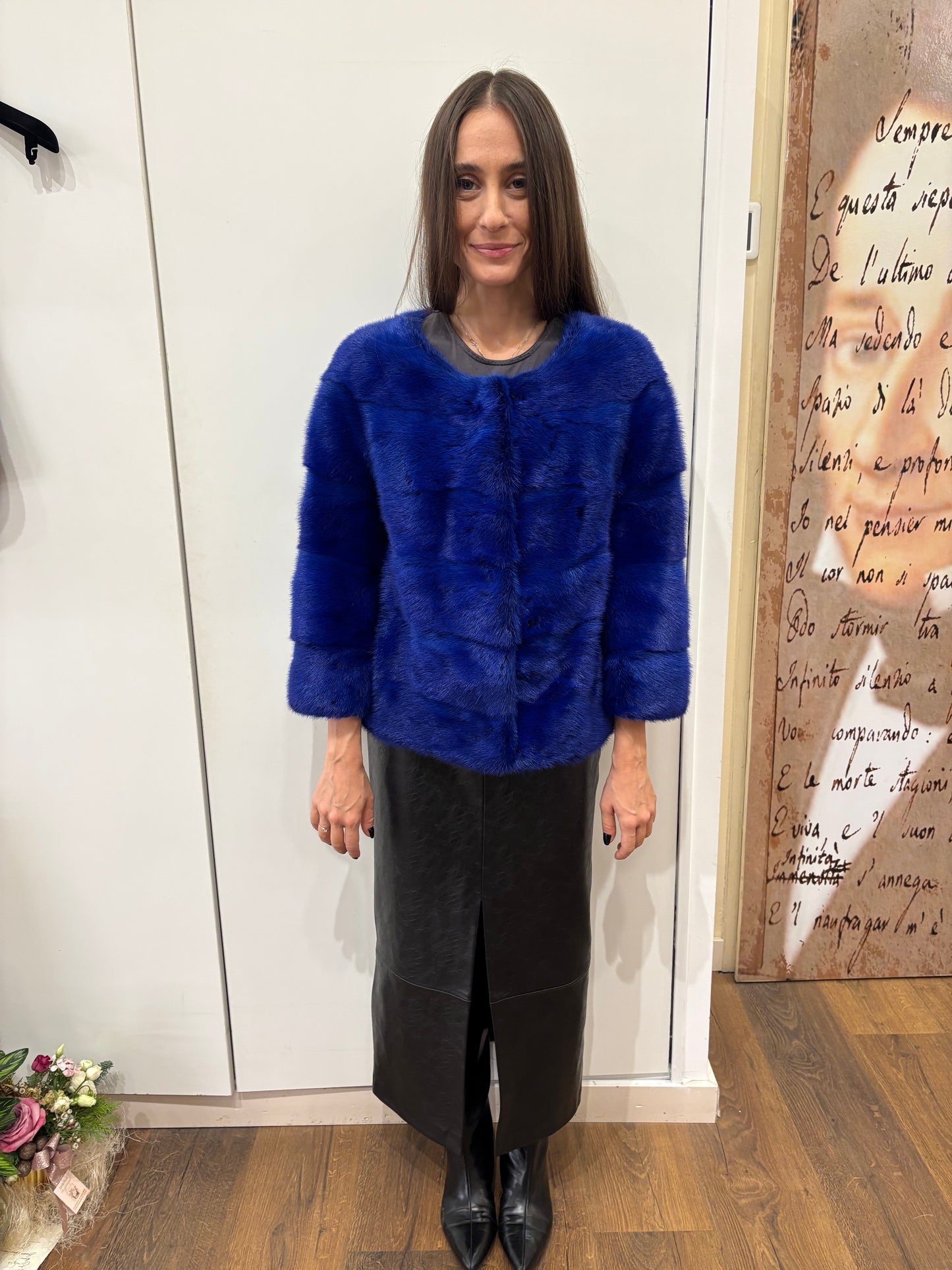 Giacca visone bluette intenso 38 ita