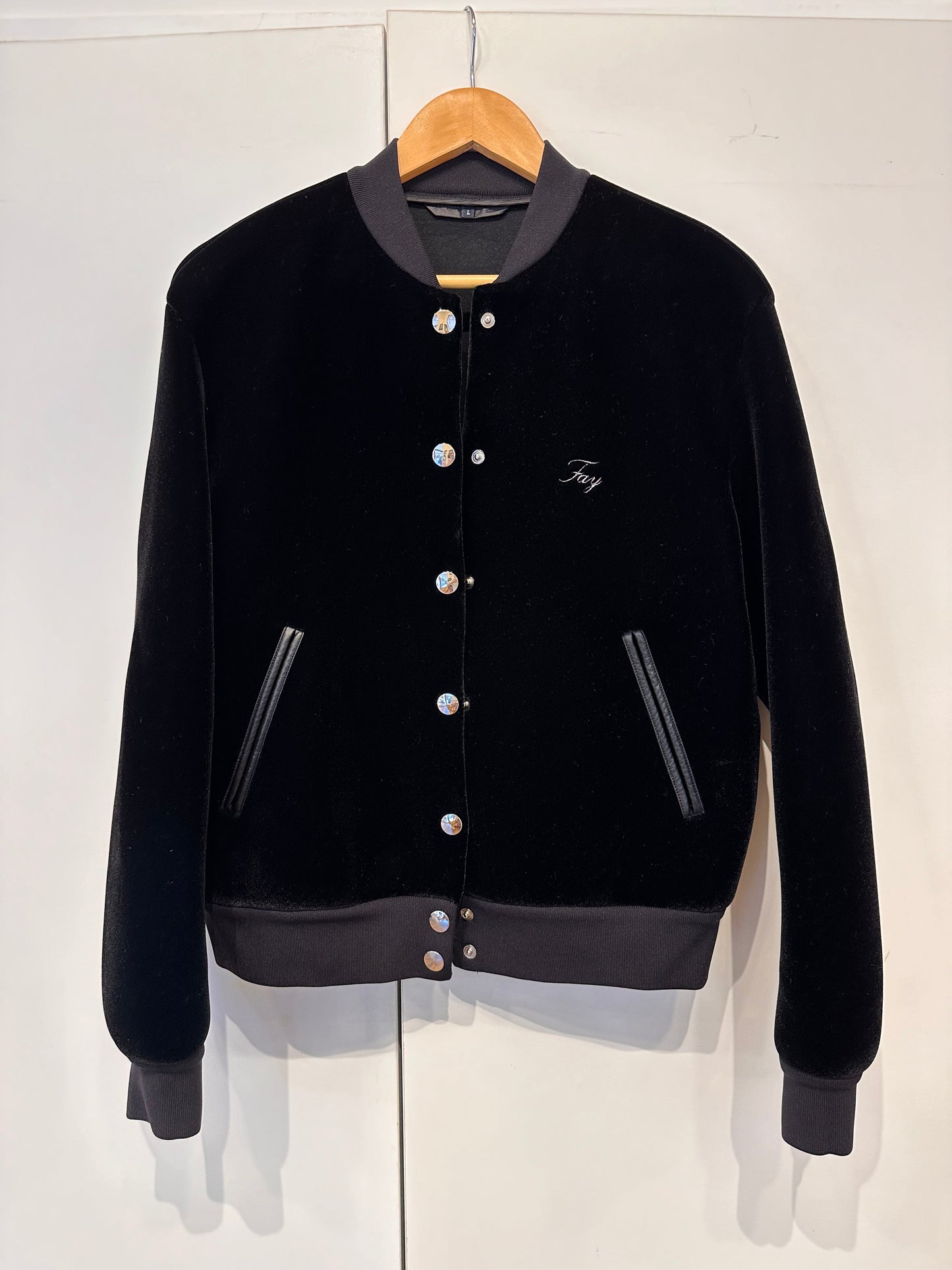 Fay giacca bomber  in velluto  nero interno felpa