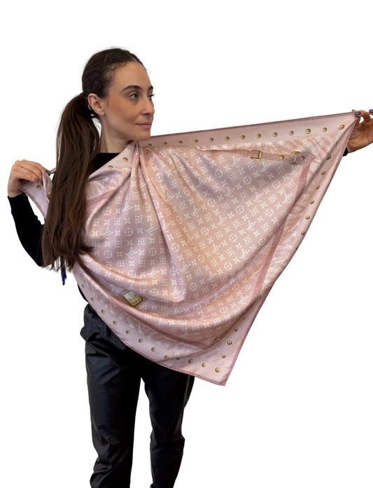 Louis Vuitton carre’  seta 90x90 seta monogram rosa