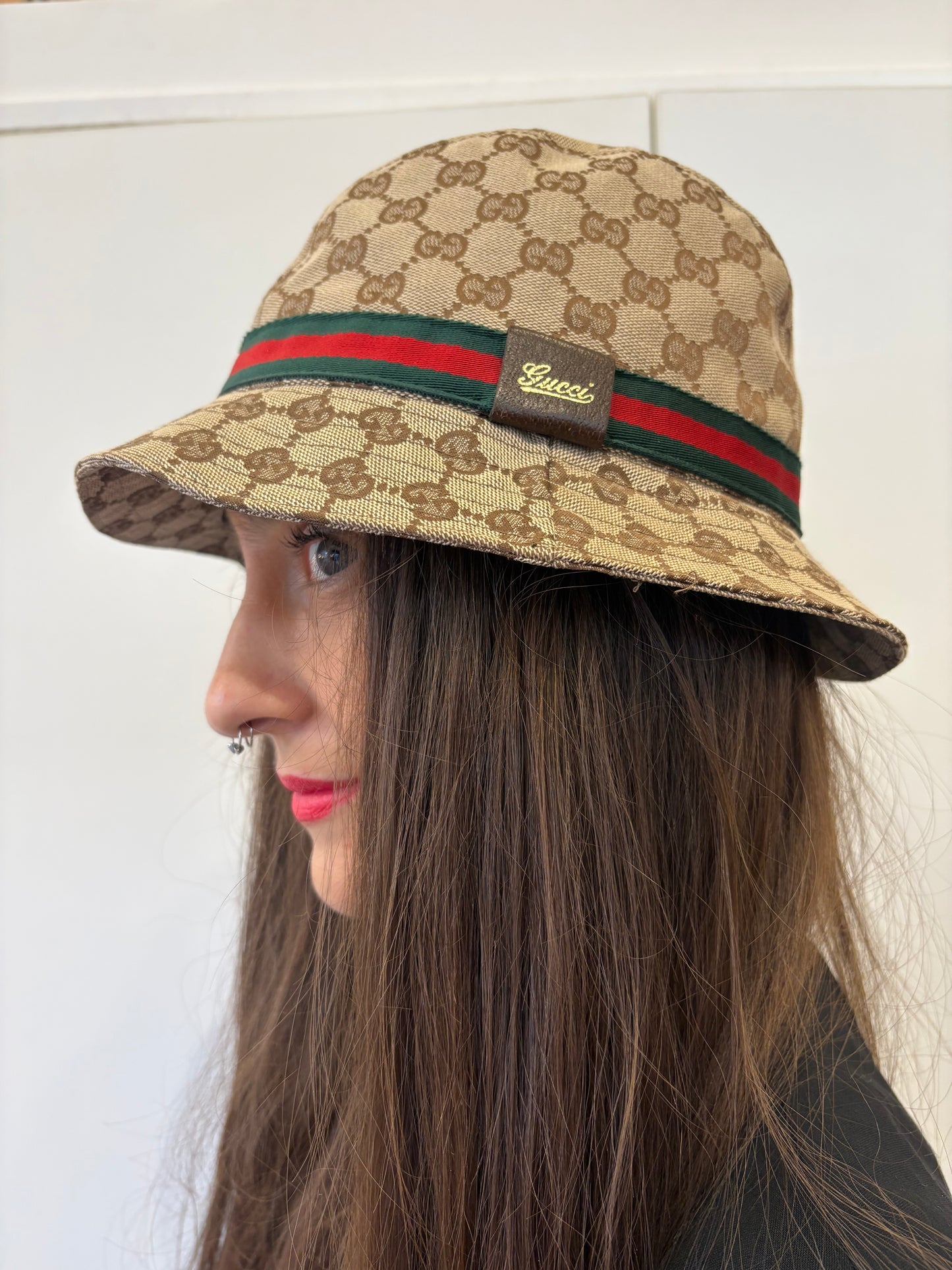 Gucci cappello in tela GG con fascia web