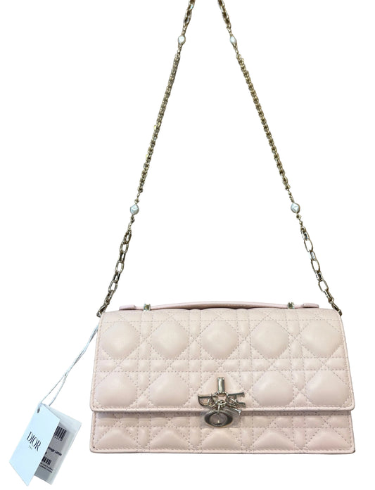 Dior mini borsa My Dior in pelle di agnello Cannage rosa cipria. Nuovo
