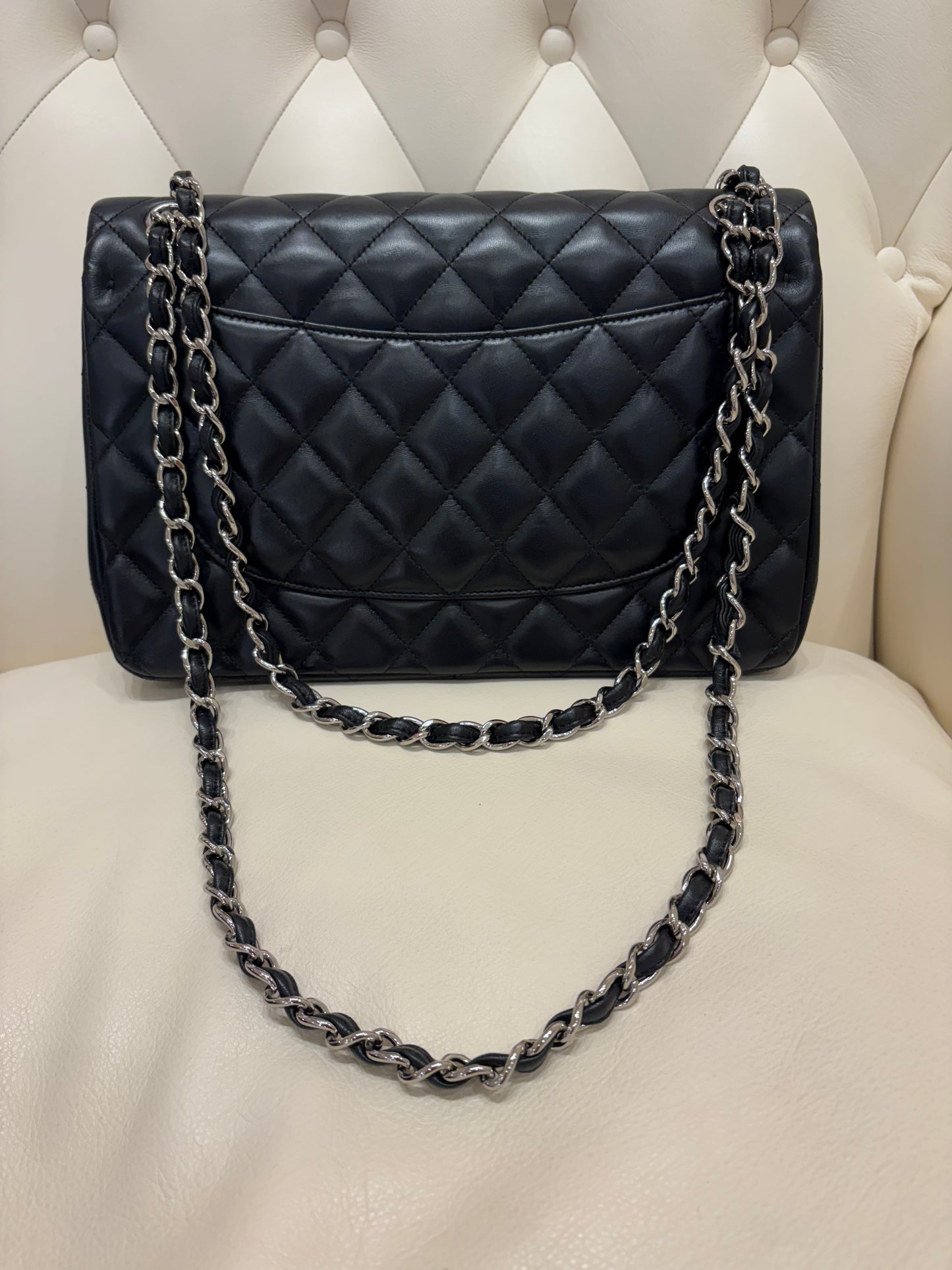 Chanel  Timeless Classic Jumbo lambskin black  hw silver