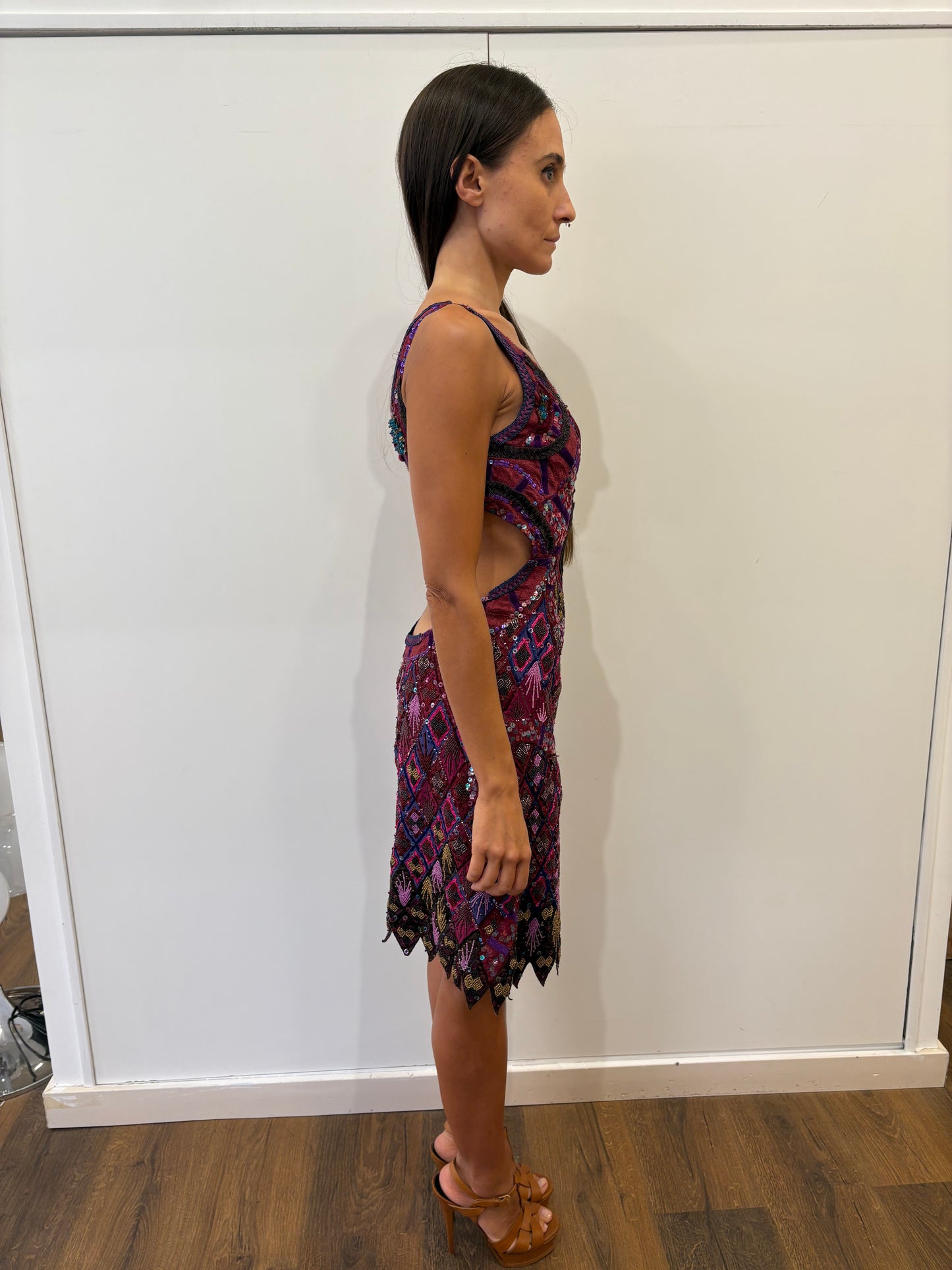 Costume National abito paillettes schiena nuda