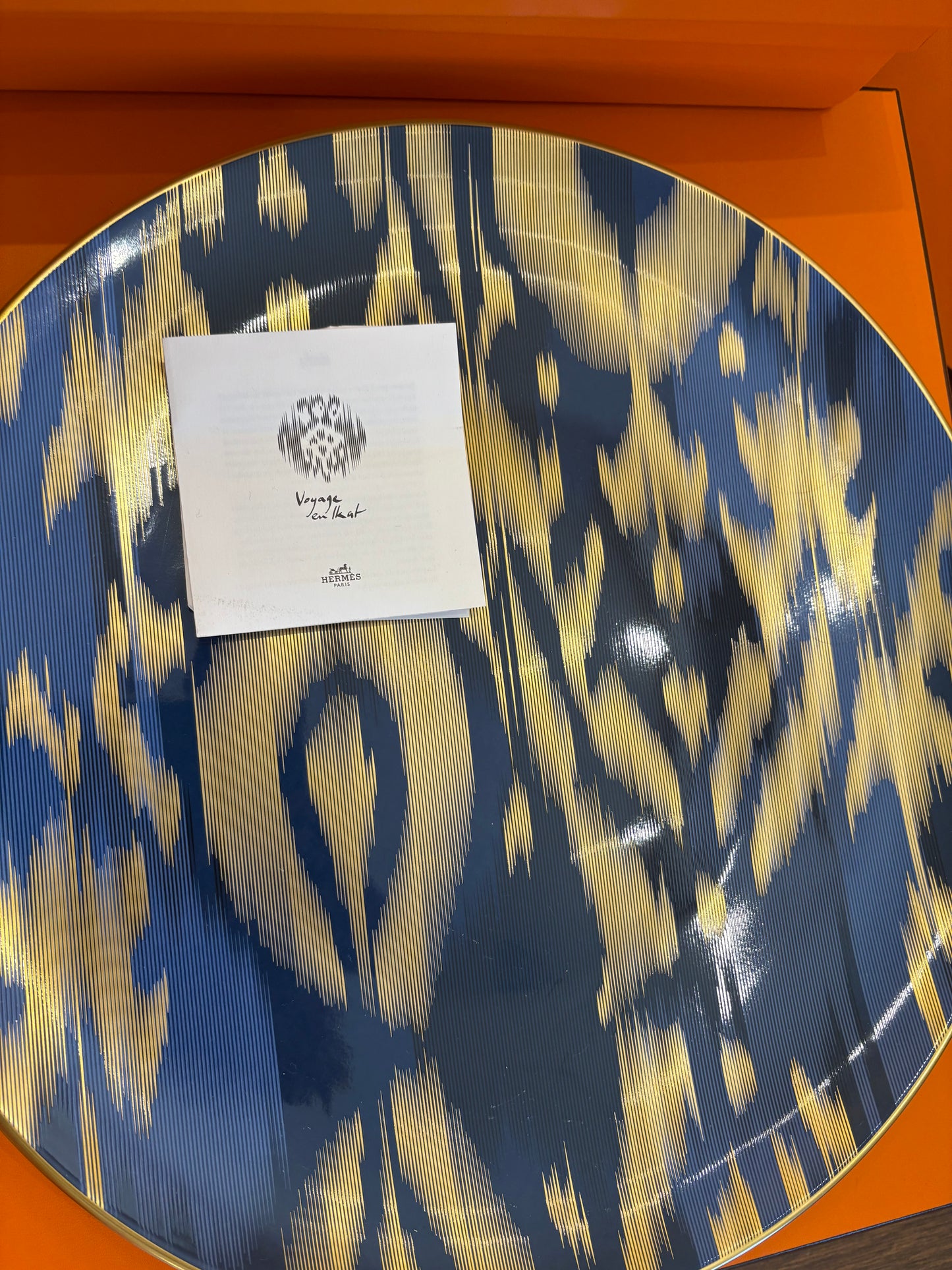 Hermès Vojage En Ikat set piatti porcellana e oro (24 pezzi) nuovo