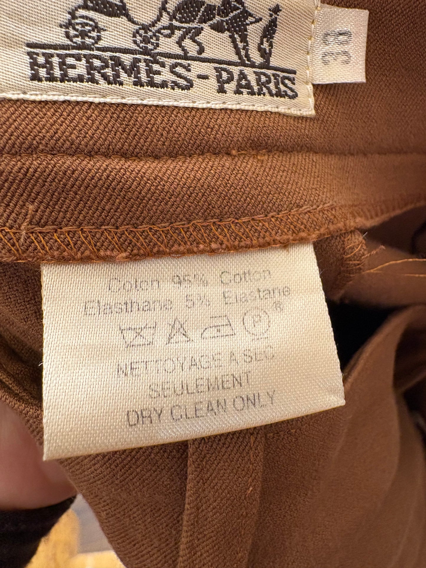 Hermès pantaloni cavallerizza cotone biscotto