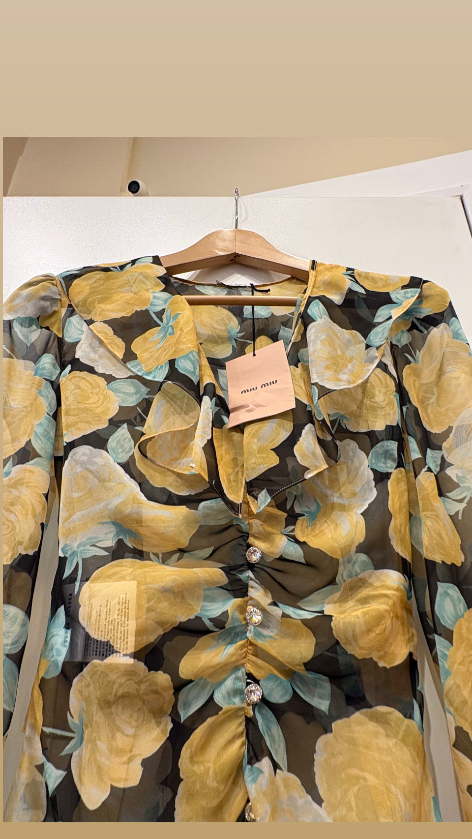 Miu Miu abito lungo georgette floreale con cristalli