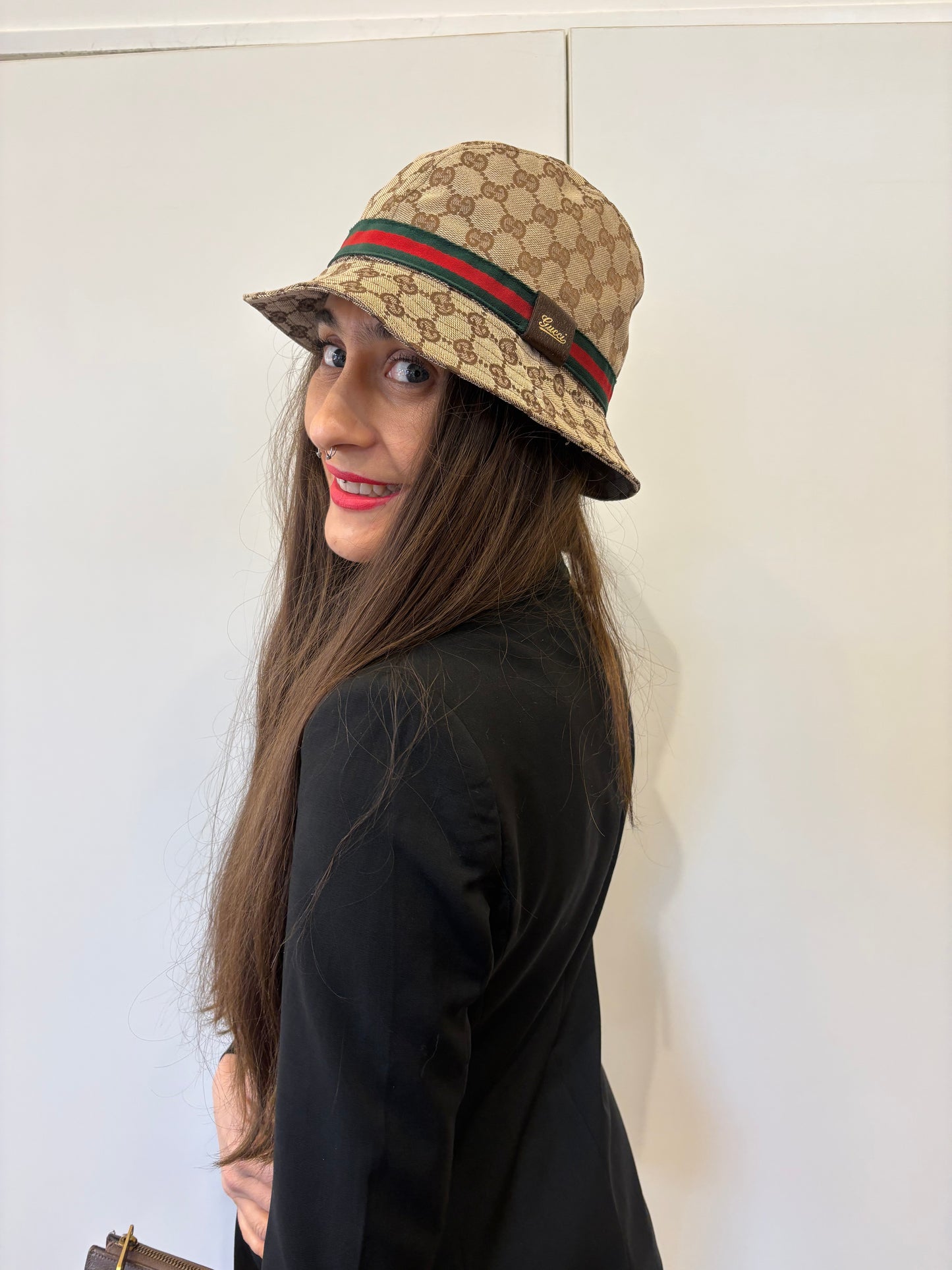 Gucci cappello in tela GG con fascia web